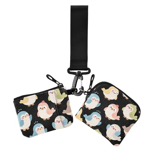 Cartoon Cute White Bird Damen Kartenetuis Kleingeldhalter Kleine tragbare Geldbörse mit Reißverschluss Münzfach für Damen 2 Packungen, Niedlicher weißer Vogel, 1 size, Casual von Amooorous