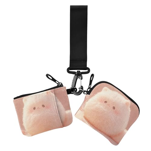 Cartoon Cute White Plush Kitten Women's Dual Wallets Business Card Cases Slim Portable Wristlet Wallet Key Holder with Keychain for Women 2 Packs, Niedliches weißes Plüschkätzchen, 1 size, Casual von Amooorous