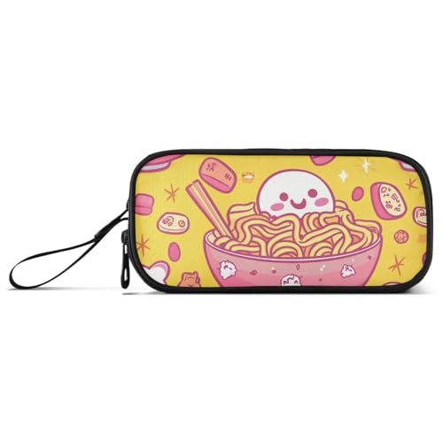 Cartoon Cute White Ramen Gnocchi Nylon Pencil Bag Large Capacity Pencil Case for School Stationery for School Man von Amooorous