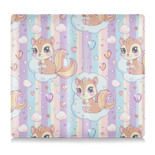 Cartoon-Eichhörnchen, Regenbogenstreifen, Leder, Auto-Registrierungs- und Versicherungskartenhalter, Auto-Handschuhfach-Organizer für Führerschein, Karten und wichtige Dokumente von Amooorous