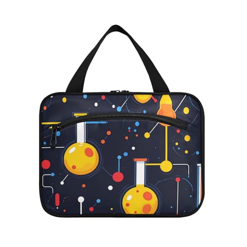Cartoon-Experimentelle schwarze Make-up-Tasche zum Aufhängen mit Fächern mit Haken, Designer-Chic-Rasierset für Damen, Kreuzfahrten, Maleta para maquillaje L von Amooorous