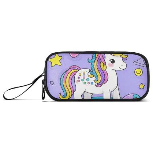 Cartoon-Federmäppchen mit Pailletten, Einhörner, Nylon, großes Fassungsvermögen, Federmäppchen, Organizer, Schreibwaren-Tasche für Büro und Jungen von Amooorous