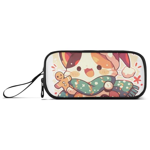Cartoon-Federmäppchen mit Reißverschluss, großes Fassungsvermögen, mit Reißverschluss, Schreibwaren-Tasche für College-Mädchen, Weiß von Amooorous