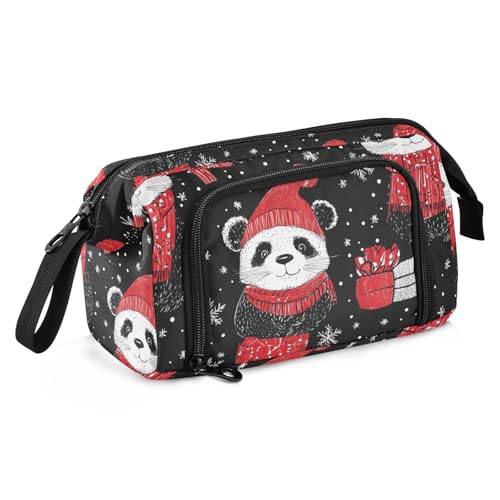 Cartoon-Federmäppchen mit niedlichem Panda-Motiv, großes Fassungsvermögen, adretter Schulbedarf mit Reißverschluss, extra großes Federmäppchen für Teenager, Mädchen, High School Supplies von Amooorous