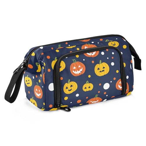 Cartoon-Federmäppchen mit niedlichem gelbem Weihnachts-Kürbis-Design, große Kapazität, Reißverschluss, leichtes Federmäppchen für Erwachsene, für Damen, Kosmetik von Amooorous