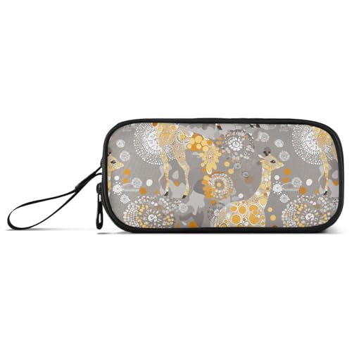 Cartoon-Federmäppchen mit niedlicher gelber Giraffe aus Nylon für Teenager, große Kapazität, Federmäppchen für Teenager, Mädchen, Schreibwaren für adrette Schule, adrett von Amooorous