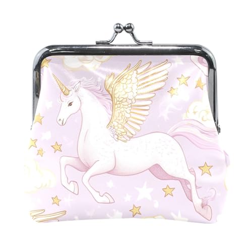 Cartoon-Geldbörse für Damen, niedlich, lila, romantische Einhörner, PU-Leder, Münzgeldbörse, niedlicher Schmuck-Organizer für Frauen von Amooorous