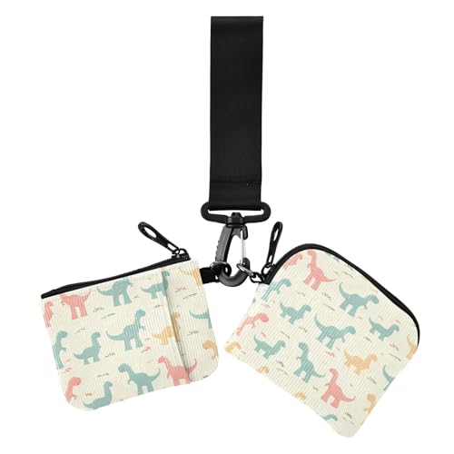 Cartoon-Geldbörse mit niedlichem Dinosaurier-Motiv, für Damen, Kartenetui, Mini-Geldbörse, Münztasche mit Reißverschluss, Münzfach für den täglichen Gebrauch, 2 Stück, Cartoon-Dinosaurier in von Amooorous