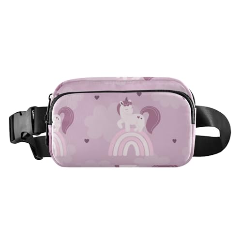 Cartoon-Gürteltasche mit niedlichem Pfirsich-Einhörner, niedlicher Bauchtasche für Männer und Frauen, große Kapazität, Crossbody-Gürteltasche mit verstellbarem Gurt, für Workout, Laufen, Wandern, von Amooorous