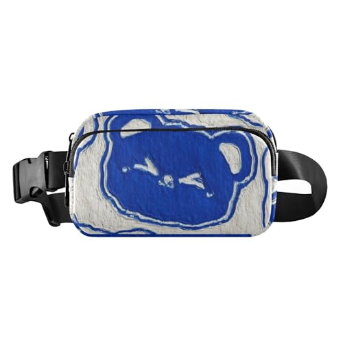Cartoon-Gürteltasche mit süßem blauem Bär, stilvolle Umhängetasche für Männer und Frauen, Mehrzweck-Laufgürteltasche mit verstellbarem Riemen für Workout, Laufen, Wandern, Niedlicher blauer Bär, 1 von Amooorous