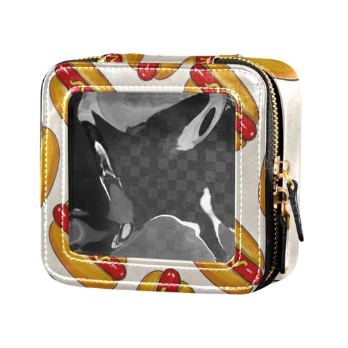Cartoon-Hotdog-Kosmetiktasche mit Reißverschluss, Nagellack-Organizer, Kosmetik-Organizer für Fliegen, Gelb von Amooorous