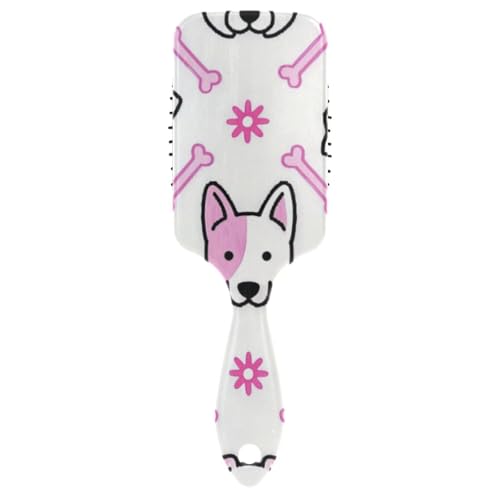Cartoon-Hundeköpfe und Knochen, einfache Linienfreundliche Bürsten für schwarze Frauen, zum Föhnen, für dünnes Haar, mit ergonomischem Griff, Cepillo Anti-Frizz para cabello von Amooorous