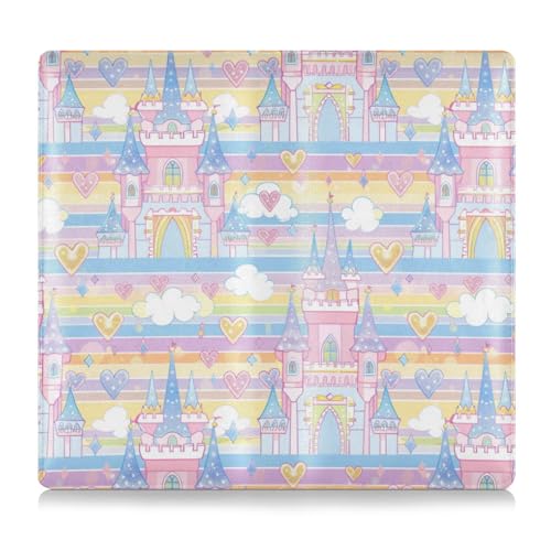 Cartoon-Märchenschloss, Leder, Auto-Registrierungs- und Versicherungskartenhalter, Fahrzeug-Handschuhfach-Organizer für Ausweis, Führerschein, Schlüsselkontaktinformationskarten von Amooorous