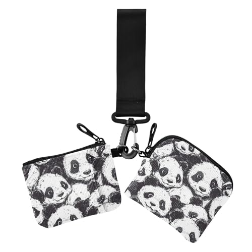Cartoon-Münzbeutel für Damen, Motiv: süßer Panda, Kartenhalter, schlank, abnehmbar, Kreditkartenetui, mit Reißverschlussfach, 2 Stück, Cartoon-süßer schwarz-weißer Panda, 1 size, Casual Cartoon-Münzbeutel für Damen, Motiv: süßer Panda, Kartenhalter, schlank, abnehmbar, Kreditkartenetui, mit Reißverschlussfach, 2 Stück, Cartoon-süßer schwarz-weißer Panda, 1 size, Casual von Amooorous
