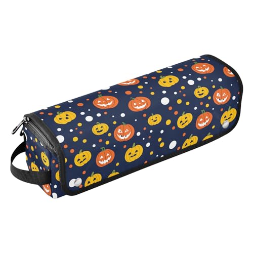 Cartoon-Organizer mit niedlichem gelbem Weihnachts-Kürbis-Werkzeug, Reisetasche und hitzebeständige Matte, große Kapazität, Glätteisen, Organizer für Glätteisen, heiße Werkzeuge und Haarpflege-Zubehör von Amooorous