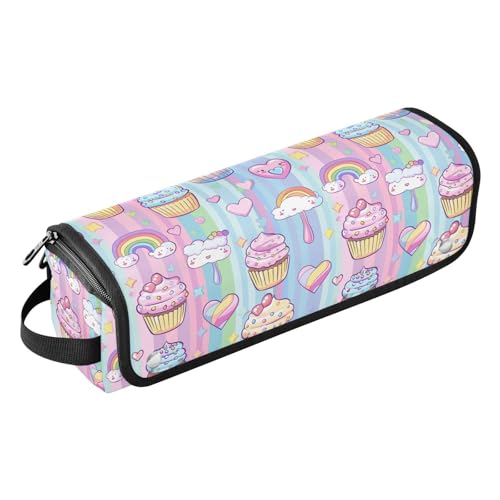 Cartoon Pastell Cakes Rainbow Stripes Hair Tools Reisetasche mit hitzebeständigem Pad, tragbare Reise-Tragetasche für Lockenstab Glätteisen, flacher Haartrockner, Reiseutensilien für Frauen von Amooorous