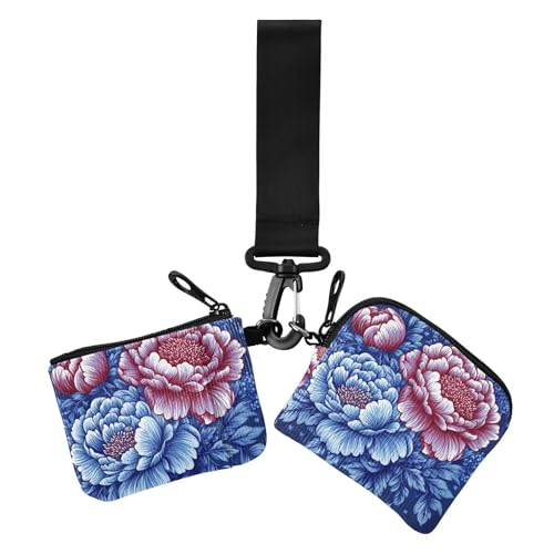 Cartoon Pfingstrose 4. Juli Unabhängigkeitstag Damen Kleingeldbörse Kartenetuis Mini Mode Schlüsselanhänger Geldbörse Kleingeld Geldbörse mit Reißverschlusstasche für Damen 2 Packungen, Cartoon von Amooorous