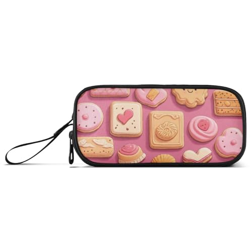 Cartoon-Plätzchen-Federmäppchen aus Nylon, hohe Kapazität, Federmäppchen für Kinder, Schreibwaren-Tasche für Mädchen der Mittelschule von Amooorous