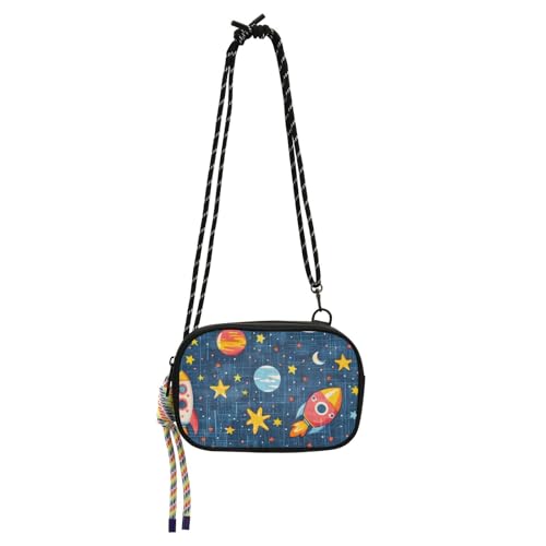 Cartoon Space Rockets Crossbody-Kameratasche für Herren, wasserdicht, mit Kreditkartenfächern, Schultertasche für Wandern, Reisen, Bolsos Pequenos Para Mujer von Amooorous