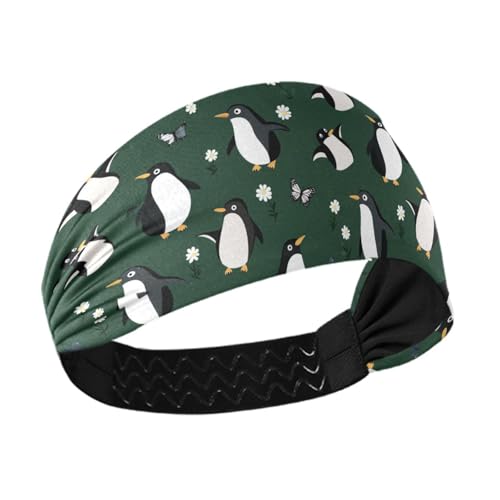 Cartoon-Stirnband mit süßem weißem Pinguin, feuchtigkeitsableitend, dehnbare Schweißbänder für Damen, für den täglichen Gebrauch, Volleyball, Radfahren, Bandas para el cabello deportivas von Amooorous
