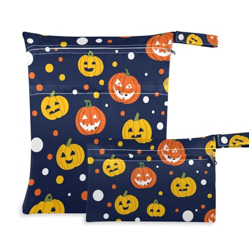 Cartoon-Tasche mit niedlichem gelbem Weihnachts-Kürbis, wasserdichte Tasche für Windeln, 2 Stück, Nassbeutel für Badeanzug mit Griffen für Pool, Pool von Amooorous