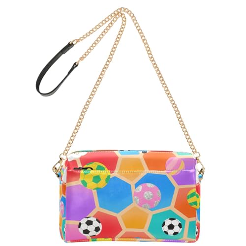 Cartoon-Umhängetasche, bunt, Fußball, modisch, für Damen, veganes Leder, Umhängetasche, wasserdicht, Schultertasche von Amooorous