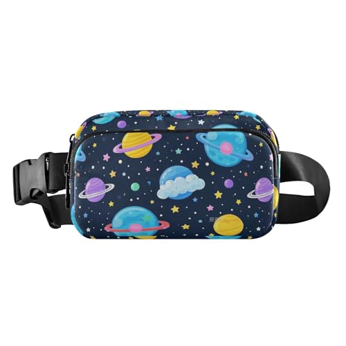 Cartoon-Umhängetasche mit niedlichem buntem Planeten, stilvolle Umhängetasche für Männer und Frauen, kleine Brusttasche, Gürteltasche mit verstellbarem Riemen für Einkaufen, Sport, Arbeit von Amooorous