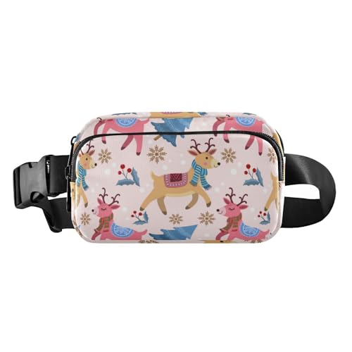 Cartoon-Weihnachts-Elch-Umhängetasche, Hüfttasche für Damen und Herren, große Kapazität, Gürteltasche mit verstellbarem Gurt, für Radfahren, Wandern, Fitnessstudio, Cartoon-Weihnachtselch, 1 size von Amooorous