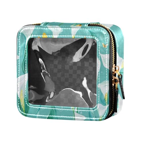 Chic Calla Lilie Make-up-Tasche mit türkisfarbenen Blumen, transparente Make-up-Tasche für Geldbörse, Make-up-Tasche, Organizer, tragbarer Make-up-Organizer für Reisen von Amooorous