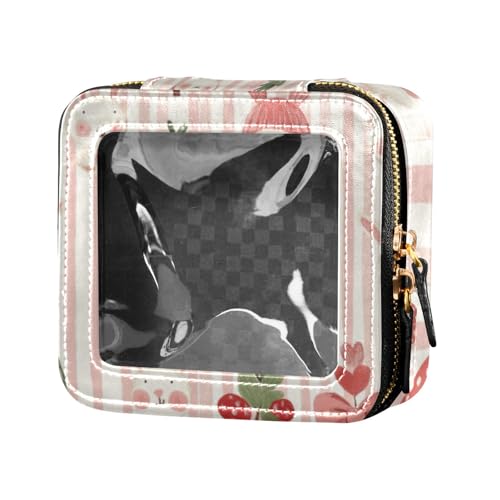 Childish Bunny Make-up-Tasche, gestreift, niedlich, transparent, Kulturbeutel, Make-up-Organizer zum Fliegen von Amooorous