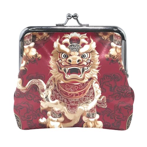 Chinesische rote Cartoon-Neujahrslöwe, kleine Leder-Münzgeldbörse, praktischer Schmuck für Männer und Frauen auf Reisen Chinesische rote Cartoon-Neujahrslöwe, kleine Leder-Münzgeldbörse, praktischer Schmuck für Männer und Frauen auf Reisen von Amooorous