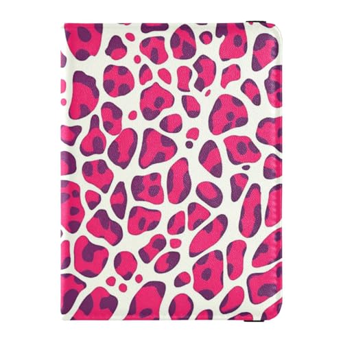Chinesischer Leopardenfell-Druck, Deeppink-Leder, dekorative Reisepasshülle für Herren, Impfkartenhalter, Kombi-Reisepasshülle mit RFID-Blockierung, wasserdicht, Chinesischer Leopardenfell-Print von Amooorous