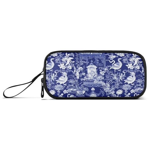 Chinesisches Nylon-Federmäppchen für die Schule, große Kapazität, Netz-Stiftetui, Schreibwaren für elementare Jugendliche, Blau und Weiß von Amooorous