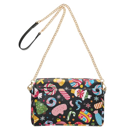 Christmas Candy Fashion Schulterhandtaschen für Damen, veganes Leder, Croos Body Geldbörsen, Reißverschluss, Schultertasche, Crossover-Tasche von Amooorous