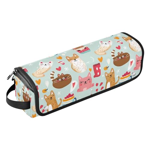 Coffee Hot Cats Cratoon Cute Hot Hair Tools Travel Bag and Heat Resistant Mat with Zipper Double-Layer Travel Carrying Case for Flat Irons, Straighteners, Curling Irons, Trave Case for Women von Amooorous