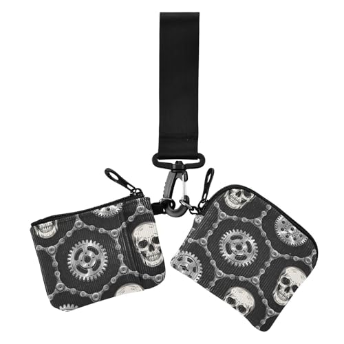 Cold Metal Gear Rock Skull Damen Kartenetuis Kleingeldhalter Kleingeldbörse Geldbörse mit Schlüsselanhänger für Arbeit Reisen 2 Stück, Cold Metal Gear Rock Skull, 1 size, Casual von Amooorous