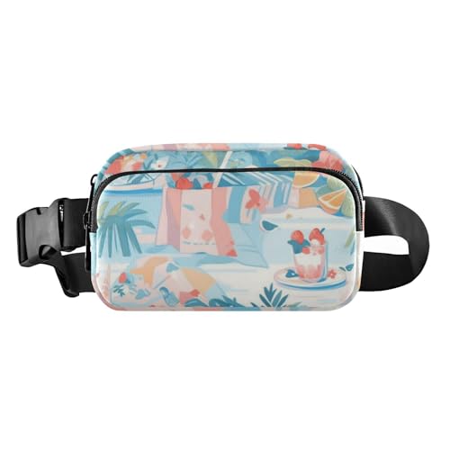 Cool Blue Summer Trendy Hüfttasche für Herren und Damen, Mehrzweck-Gürteltasche, Reisebrieftasche mit verstellbarem Riemen für Reisen, Fitnessstudio, Arbeit, Cool Blue Summer, 1 size von Amooorous