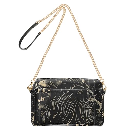 Coole schwarze Löwen-Tier-Schultertasche für Damen, veganes Leder, Umhängetasche, wasserdicht, Damen-Schulterhandtaschen von Amooorous