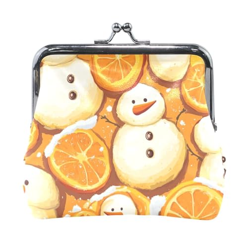 Damen-Geldbörse aus Leder, Motiv: Schneemänner, orangefarbene Früchte, wasserdicht, Schmuck-Organizer für Damen von Amooorous