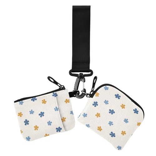 Damen-Geldbörse mit schlichtem Blumenmotiv, Kartenhalter, kompakte Größe, Reißverschluss, Handgelenktasche mit Reißverschluss, Münzfach für Damen, 2 Stück, Blau-Orange, einfache Blume, 1 size, Casual von Amooorous