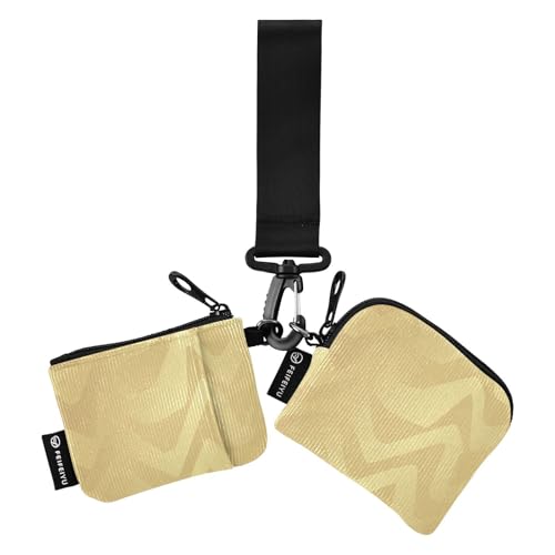 Damen-Geldbörsen, Visitenkartenetui, kompakte Größe, Schlüsselanhänger, Geldbörse, Kleingeldbörse mit Reißverschlussfach, Weiß, Gold, 2 Stück, Unregelmäßige Designerstreifen in Weißgold, 1 size, von Amooorous