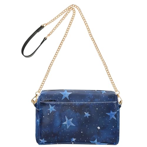 Deep Blue Stars Modische Umhängetasche für Damen, veganes Leder, modische Geldbörse, Reißverschluss, Schultertasche von Amooorous