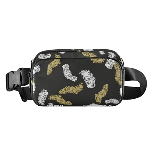 Designer-Gürteltasche mit Federn, trendige Gürteltasche für Damen und Herren, kleine Gürteltasche, Reisebrieftasche mit verstellbarem Riemen, für Radfahren, Wandern, Fitnessstudio, Weißgoldfarbene von Amooorous