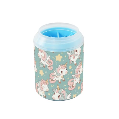 Dreamy Unicorns tragbarer Hunde-Fußreiniger-Becher mit Silikonbürste, weich, unverzichtbar für alle Haustierbesitzer, geeignet für kleine, mittelgroße und große Hunderassen, lavadora de patas para von Amooorous