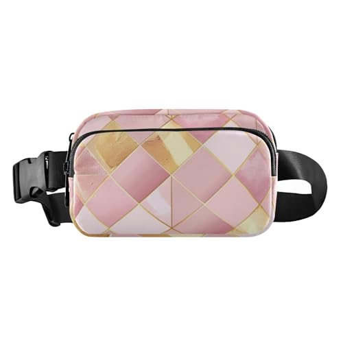 E und Gold karierter Hintergrund, trendige Gürteltasche für Herren und Damen, Mini-Gürteltasche mit verstellbarem Riemen für Reisen, Laufen, Wandern, e und goldfarbener karierter Hintergrund, von Amooorous
