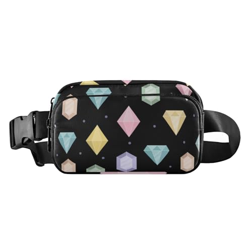 Einfache bunte Edelstein-Umhängetasche, Hüfttasche für Damen und Herren, kleine Umhängetasche mit verstellbarem Riemen für Workout, Laufen, Wandern, einfache bunte Edelsteine, Einheitsgröße, Einfache, von Amooorous