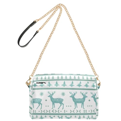 Elch Schneeflocken Weihnachten Stil Mode Crossbody Kleine Taschen für Frauen Veganes Leder Crossbody Geldbörse Wasserdicht Schulterhandtaschen von Amooorous