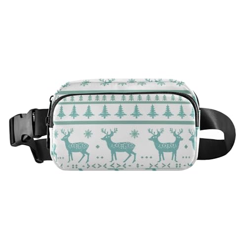 Elch Schneeflocken Weihnachten Stil Stilvolle Hüfttasche Crossbody Tasche für Männer Frauen Mehrzweck-Schlinge Brusttasche mit verstellbarem Gurt für Reisen, Urlaub, Laufen, Elch, Schneeflocken, von Amooorous