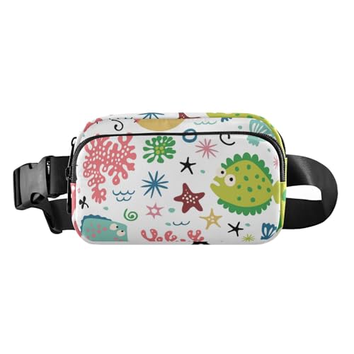 Farbenfrohe, schöne Hüfttasche mit hawaiianischem Fisch, modische Hüfttasche für Damen und Herren, große Kapazität, Crossbody-Tasche mit verstellbarem Gurt, für Reisen, Fitnessstudio, Arbeit, Bunte von Amooorous