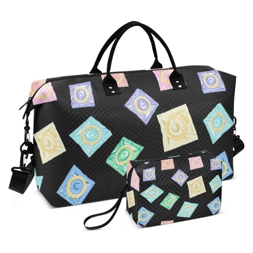 Farbige Kondom-Reisetasche für Übernachtungen, Handgepäck, persönliche Gegenstände, Trainingstasche mit verstellbarem Riemen für Trekking, multifunktional, Farbiges Kondom, 1 size Farbige Kondom-Reisetasche für Übernachtungen, Handgepäck, persönliche Gegenstände, Trainingstasche mit verstellbarem Riemen für Trekking, multifunktional, Farbiges Kondom, 1 size von Amooorous
